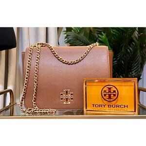 ✺ AUTHENTIC TORY BURCH CAMEL BROWN BRITTEN ADJUSTABLE SHOULDER BAG